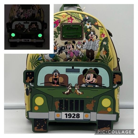 Loungefly Disney Mickey and Friends Glows In dark JUNGLE MINI- Backpack NEW! - Picture 1 of 16